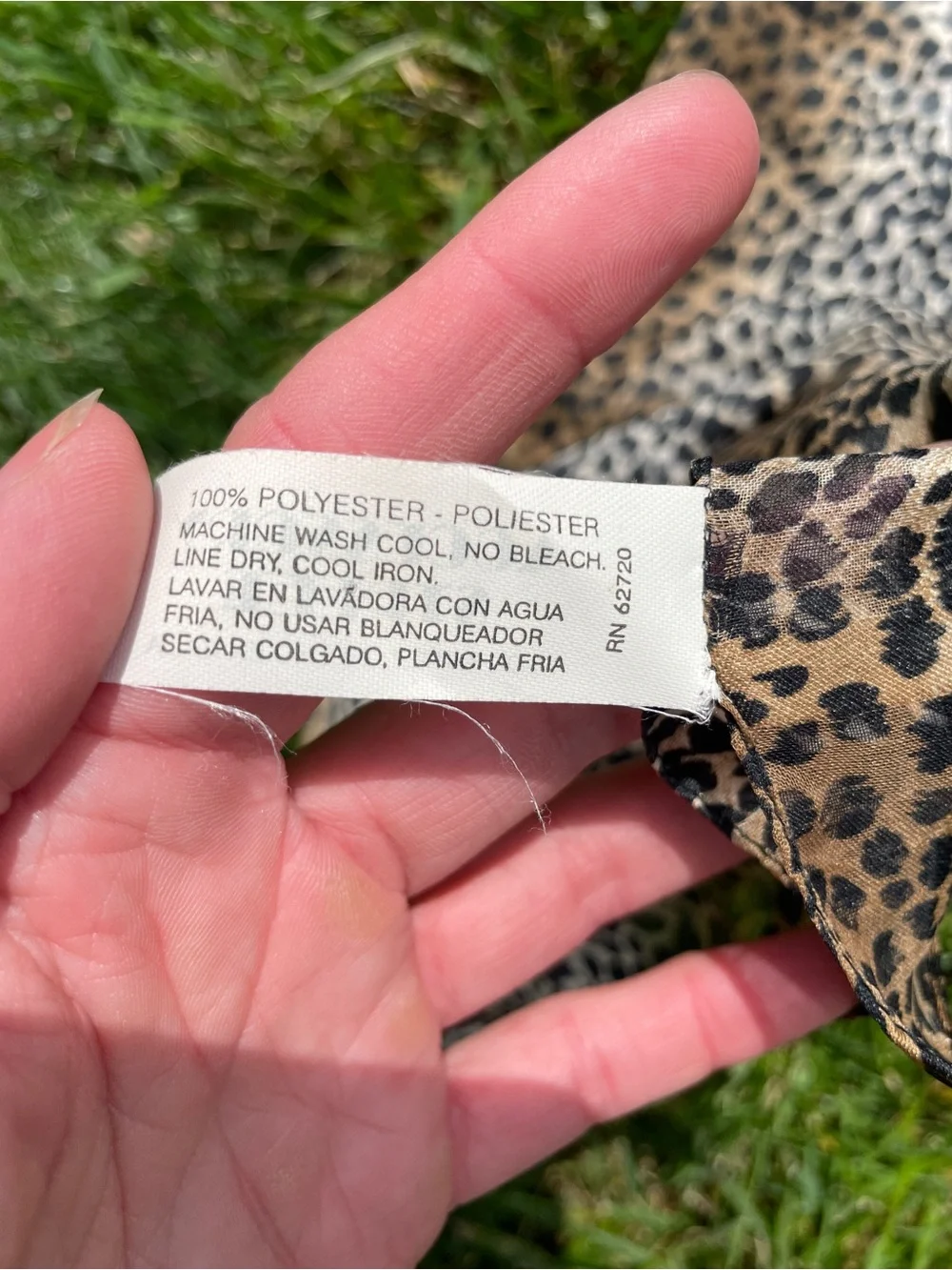 90’s Italian Made Cheetah Animal Print Chiffon Accent Scarf Brown Grey Black